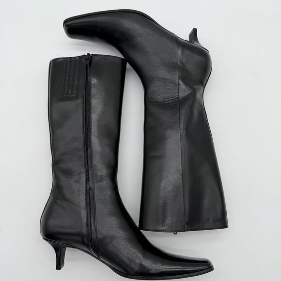 Jeffrey Campbell Intrepid Black Kitten Heel Size Zip Square Toe Tall Boots 8.5 - Picture 5 of 8